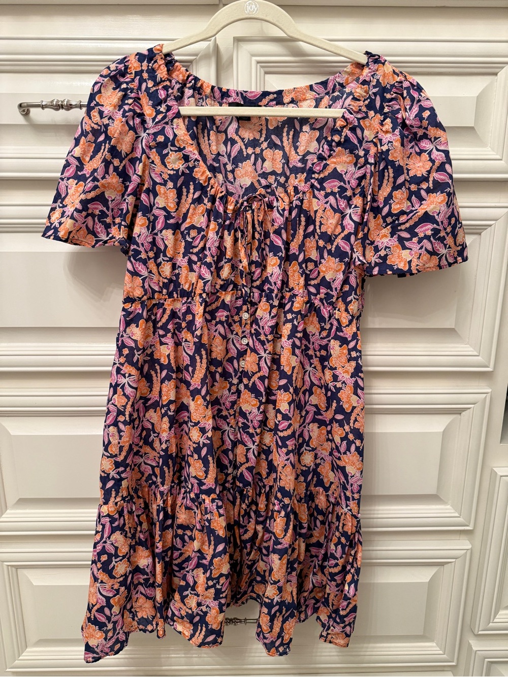 J. Crew Navy Mini Dress with Peach, Navy & Pink Floral